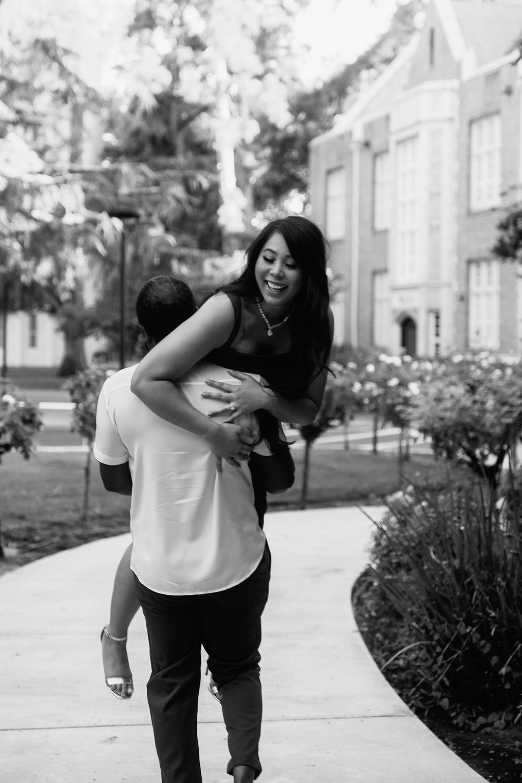 Smiling under the trees